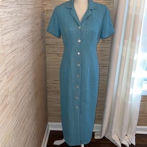 Donna Ricco size 8 fully lined maxi length dress teal green EUC!
